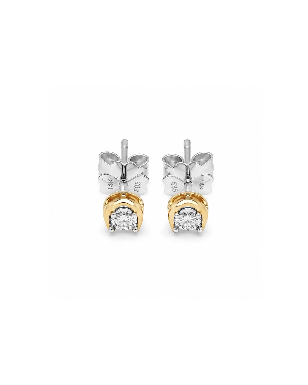 0.10cts Round Solitaire Classic Stud Diamond Earrings 14K