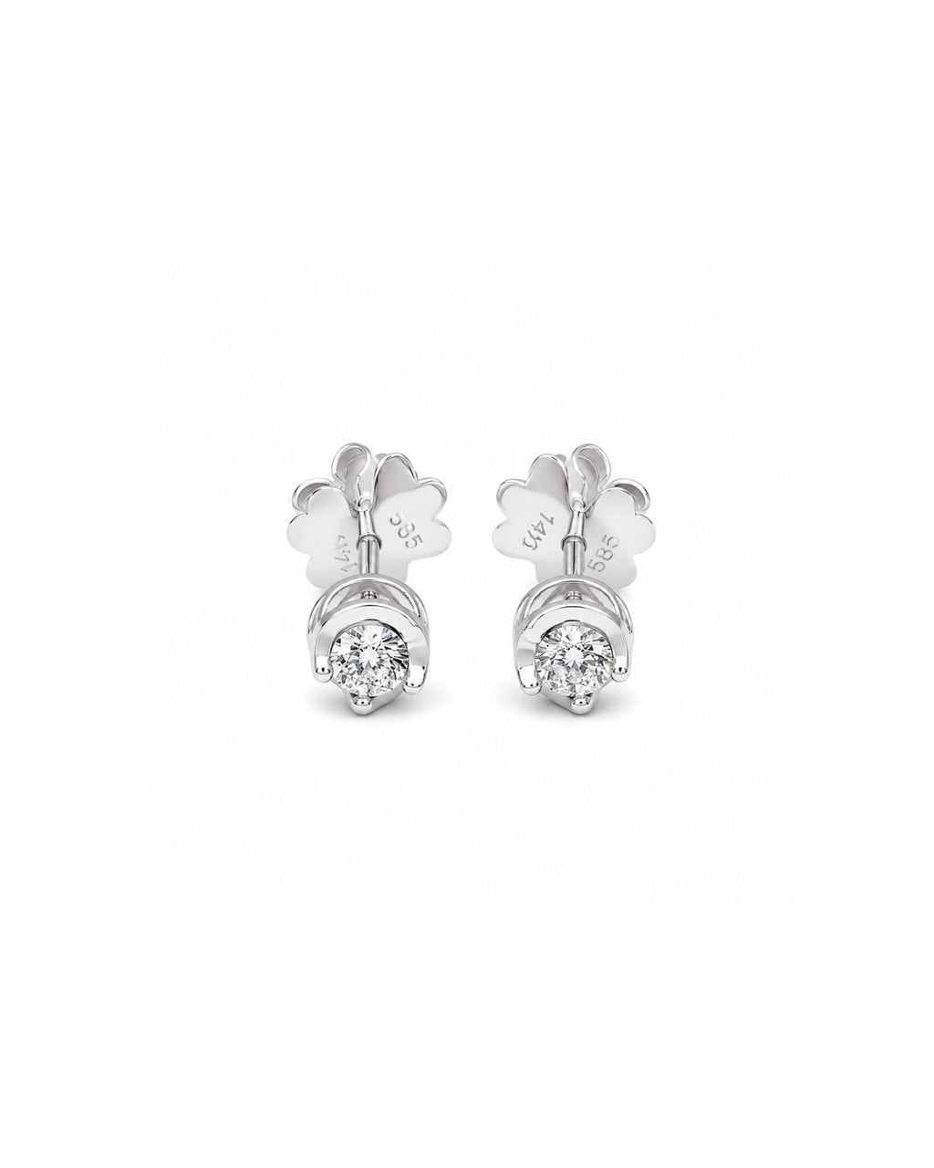 0.10cts Round Solitaire Classic Stud Diamond Earrings 14K