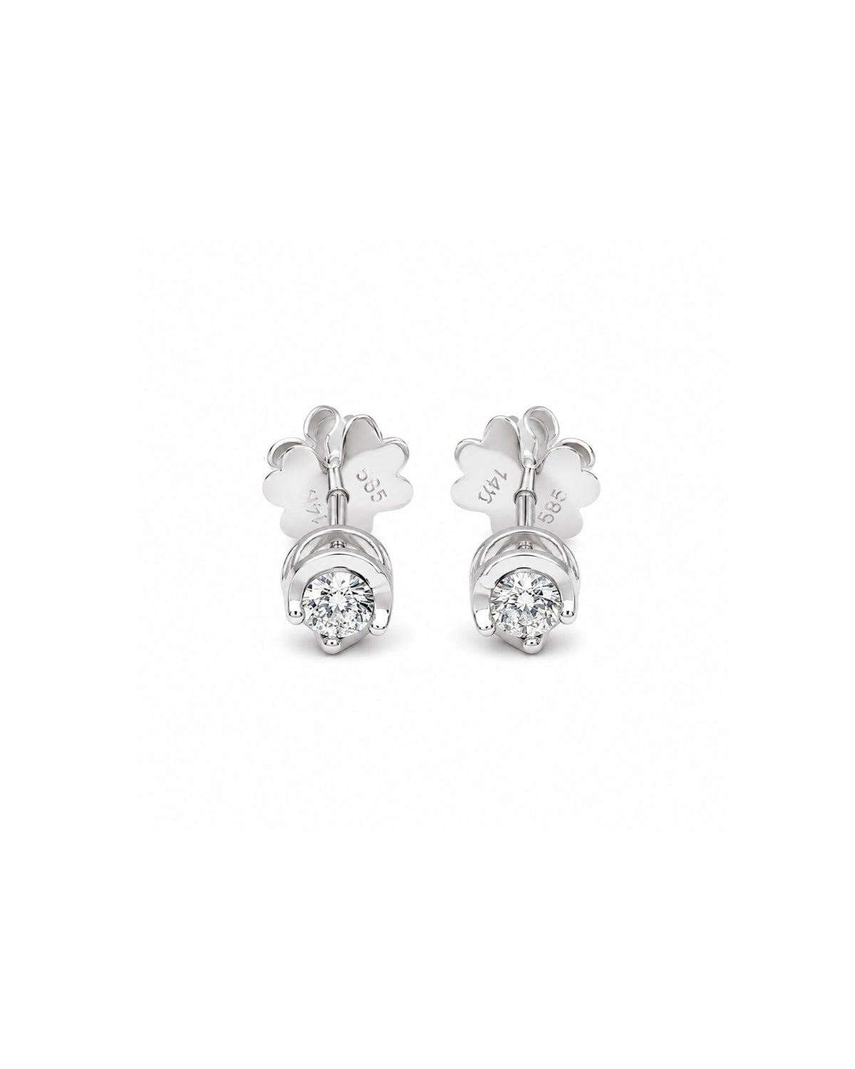0.10cts Round Solitaire Classic Stud Diamond Earrings 14K