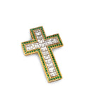 3-Way Wear Cross Emerald Gemstones Paved Diamond Pendant 14K