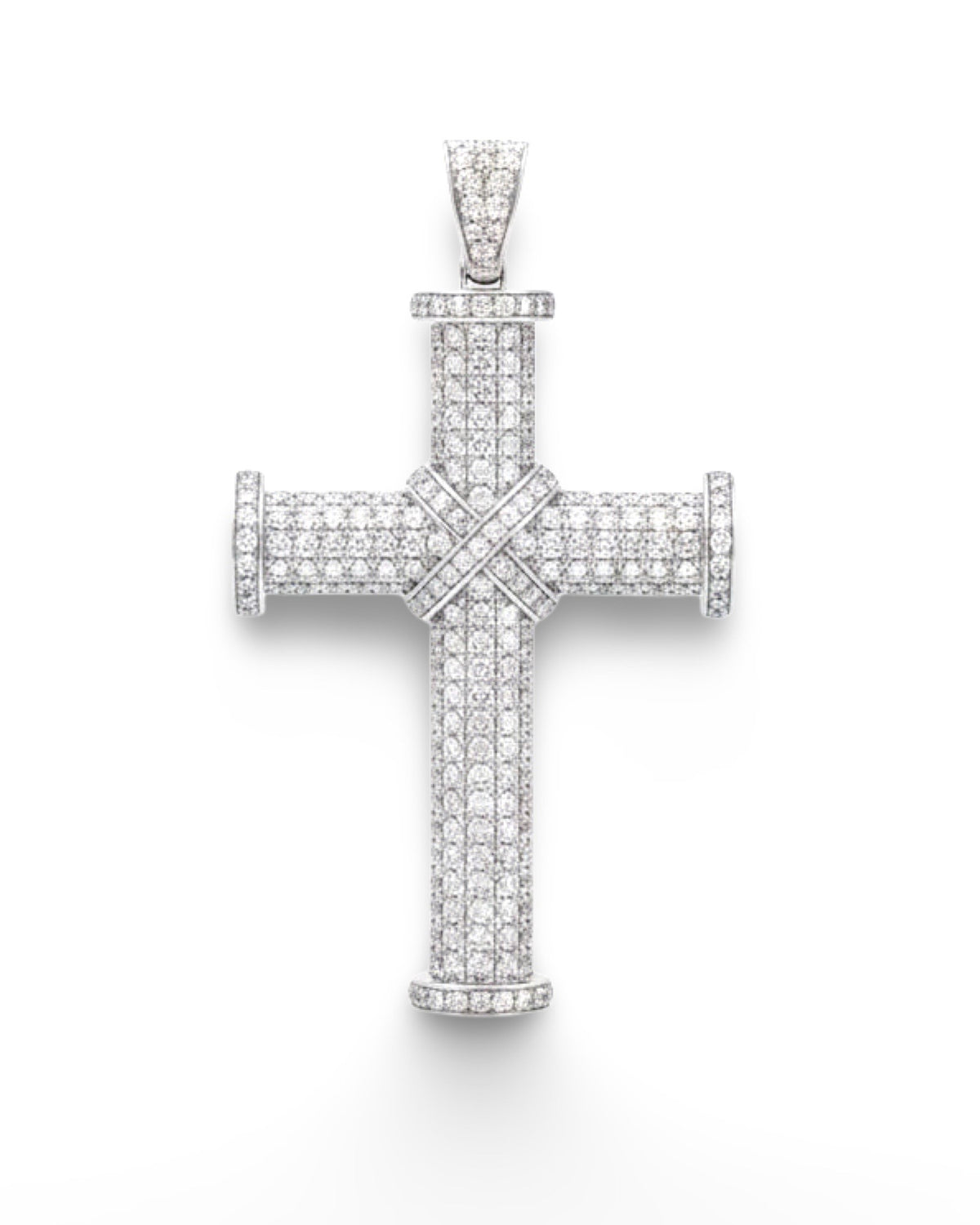 Large Full Paved Cross Diamond Necklace Pendant 14K