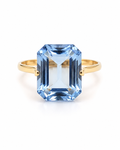 Aquamarine Gemstones Elongated Cushion Rosegold Ring 18K