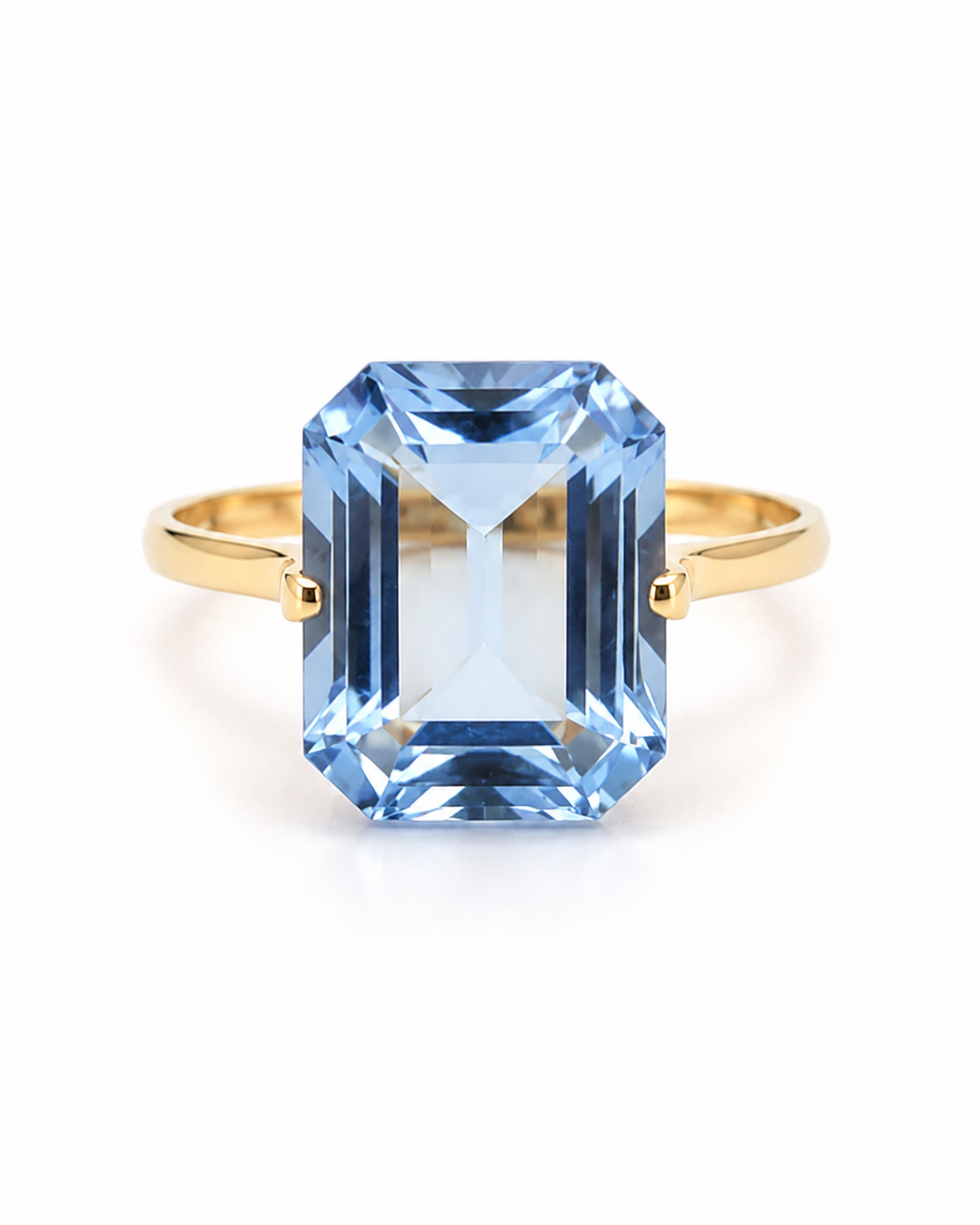 Aquamarine Gemstones Elongated Cushion Rosegold Ring 18K