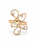 Rosegold Floral Leaf Cluster Diamond Ring 18K