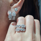 Cushion Baguette Layered Diamond Jewelry Set 14K