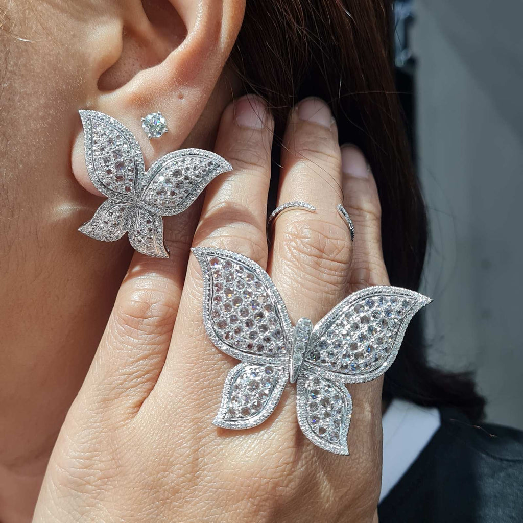 Butterfly Deco Statement Diamond Jewelry Set 14K