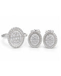 Classic Oval Round Stud Diamond Jewelry Set 18K