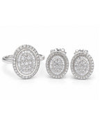 Classic Oval Round Stud Diamond Jewelry Set 18K