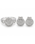 Classic Round Halo Paved Diamond Jewelry Set 14K