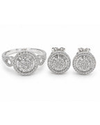 Classic Round Halo Paved Diamond Jewelry Set 14K