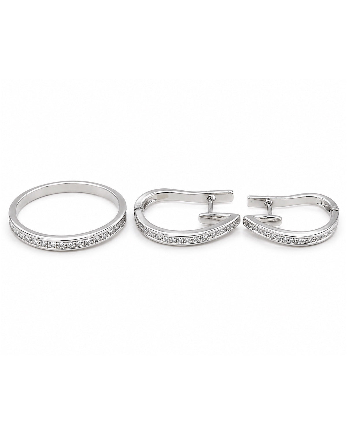 Classic Hoop Diamond Jewelry Set 14K