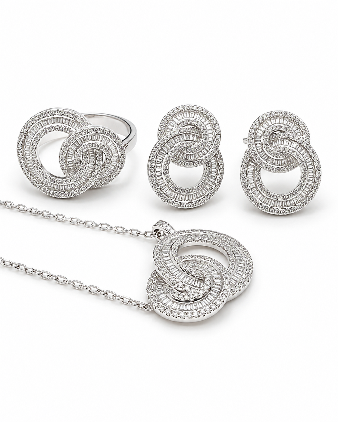 Classic Infinity Deco Diamond Jewelry Set 14K