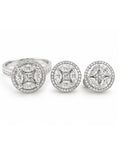 Classic Round 10ct Face Invisible Setting Statement Diamond Jewelry Set 18K