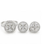 Classic Round 10ct Face Invisible Setting Statement Diamond Jewelry Set 18K