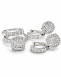 Classic Invisible Setting Round Dangling Diamond Jewelry Set 14K