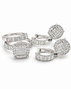 Classic Invisible Setting Round Dangling Diamond Jewelry Set 14K
