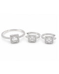 Classic Square Hoop Halo Paved Diamond Jewelry Set 14K