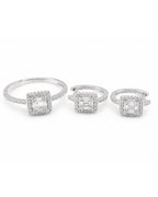 Classic Square Hoop Halo Paved Diamond Jewelry Set 14K