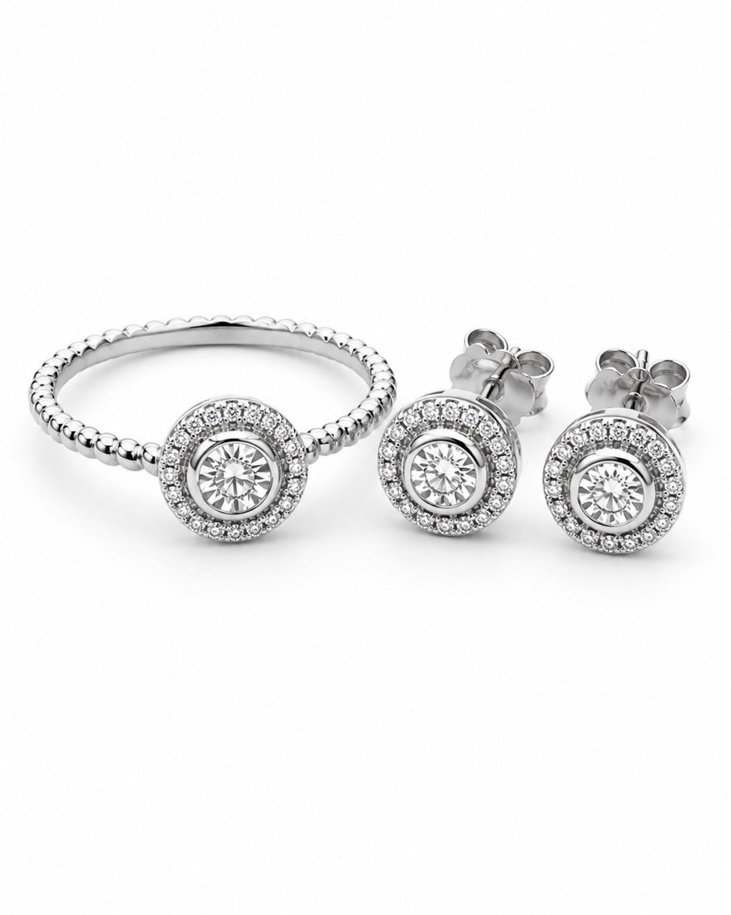 Classic Round Enlarger Diamond Jewelry Set 14K