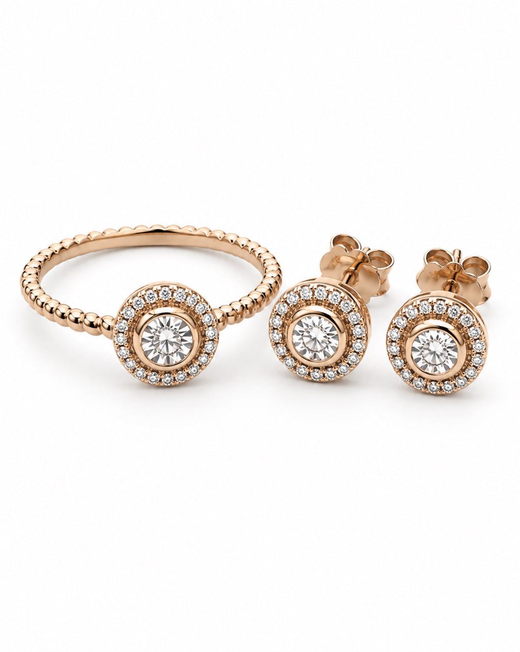 Classic Round Enlarger Diamond Jewelry Set 14K