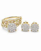 Classic Round Infinity Stud Diamond Jewelry Set 14K
