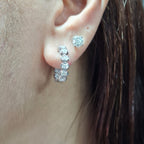 Classic Oval Eternity Hoop Diamond Earrings 14K