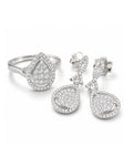 Classic Pear Dangling Halo Paved Diamond Jewelry Set 14K
