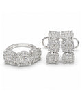 Classic Hoop Trio Round Invisible Setting Diamond Jewelry Set 14K