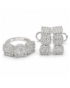 Classic Hoop Trio Round Invisible Setting Diamond Jewelry Set 14K
