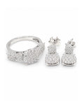 Classic Round Dangle Paved Diamond Jewelry Set 14K