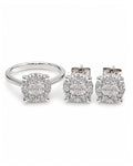 Classic 2.5ct Face Round Invisible Setting Stud Diamond Jewelry Set 14K