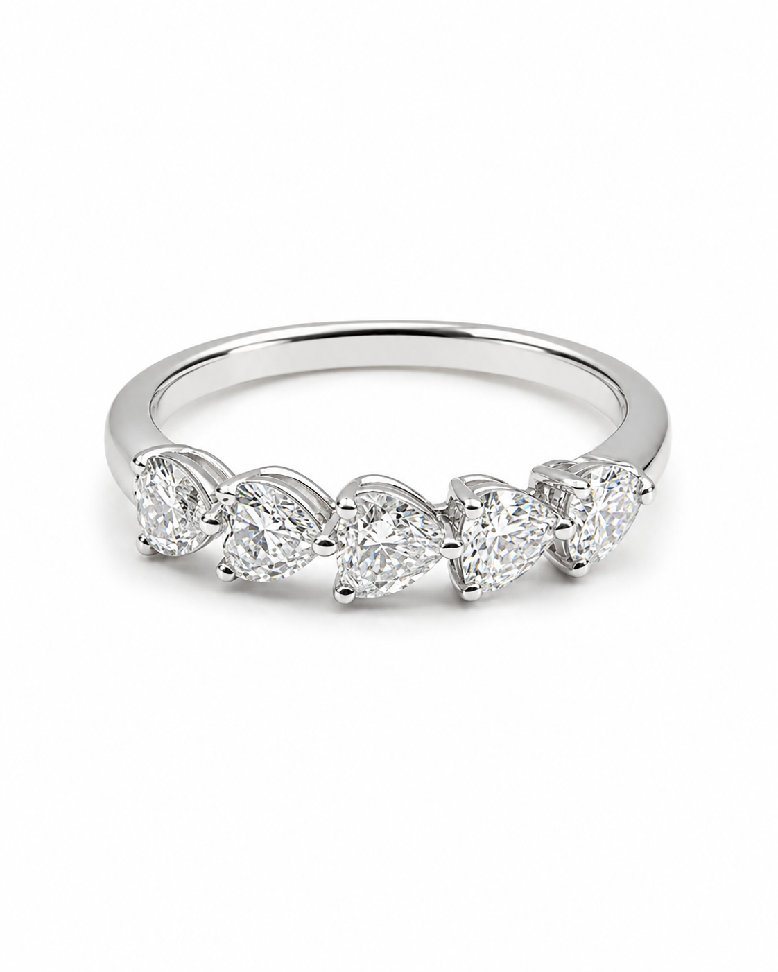 Classic Heart Solitaire Half Eternity Diamond Ring 14K
