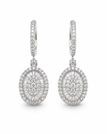 Classic Oval Dangling Hoop Diamond Earrings 18K