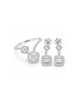 Classic Cushion Halo Dangling Diamond Jewelry Set 14K