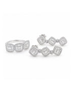 Classic Cushion Drop Dangling Diamond Jewelry Set 14K
