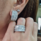 Classic Hoop Millionaire’s Half Eternity Diamond Jewelry Set 18K