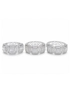 Classic Hoop Cushion Halo Baguette Diamond Jewelry Set 14K