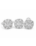 Classic Cushion Double Halo Paved Diamond Jewelry Set 14K