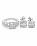 Classic Cushion Chain Pave Diamond Jewelry Set 14K