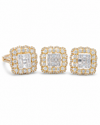 Classic Cushion Wave Halo Golden Diamond Jewelry Set 14K