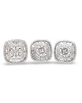 Classic Cushion Invisible Setting Stud Diamond Jewelry Set 14K