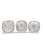 Classic Cushion Invisible Setting Stud Diamond Jewelry Set 14K