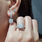 Classic Round Paved Dangling Hoop Diamond Jewelry Set 14K