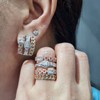Tricolor Layered Deco Statement Diamond Jewelry Set 14K