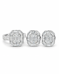 Classic Emerald Piecut Invisible Setting Diamond Jewelry Set 14K