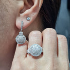 Z Classic Round Paved Dangling Hoop Diamond Jewelry Set 14K