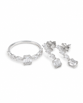 Classic Emerald Paved Dangle Diamond Jewelry Set 14K