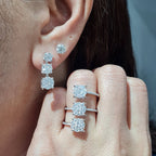 Classic Trio Round Overlap Drop Diamond Jewelry Set 14K