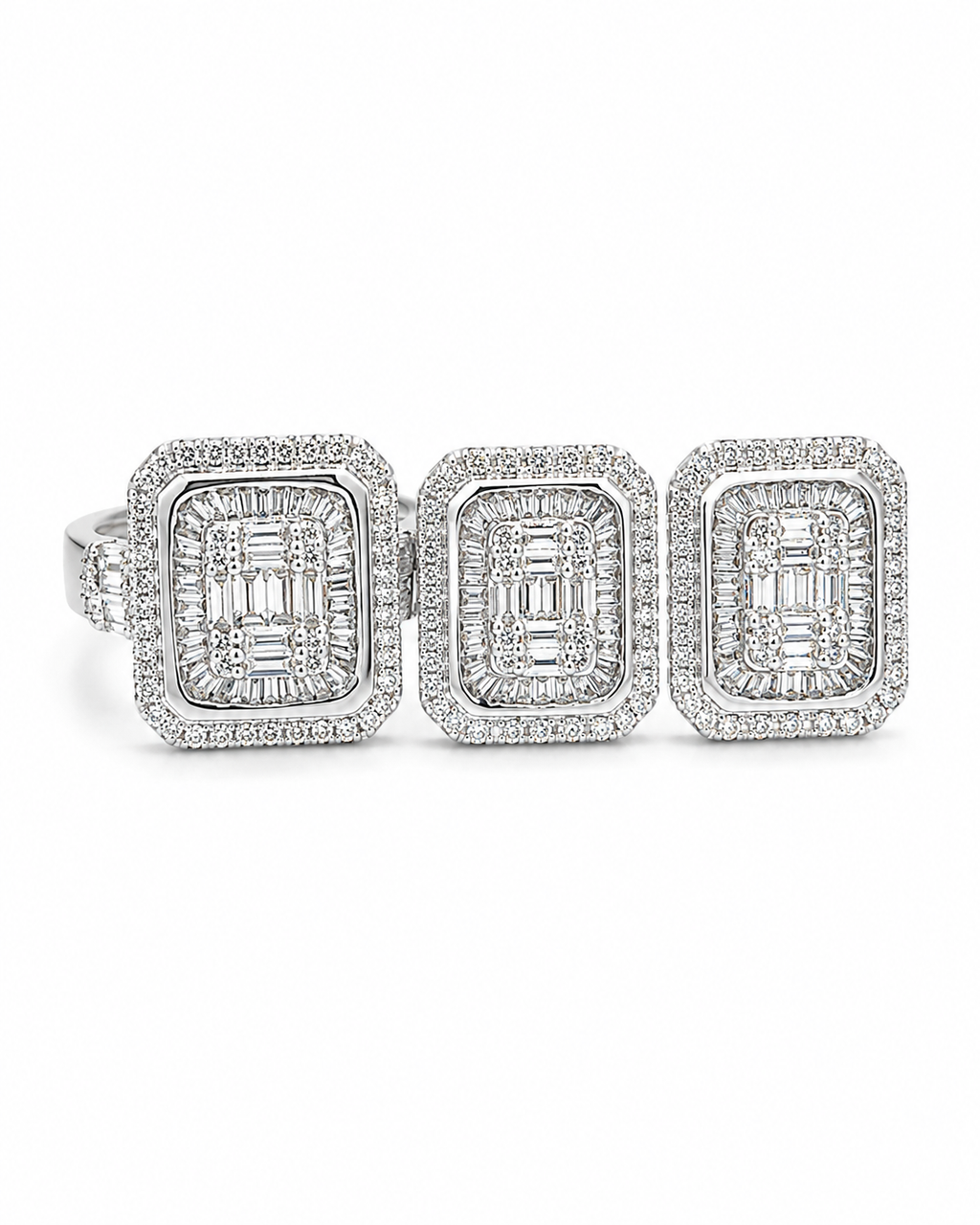 Classic Emerald Baguette Paved Diamond Jewelry Set 14K