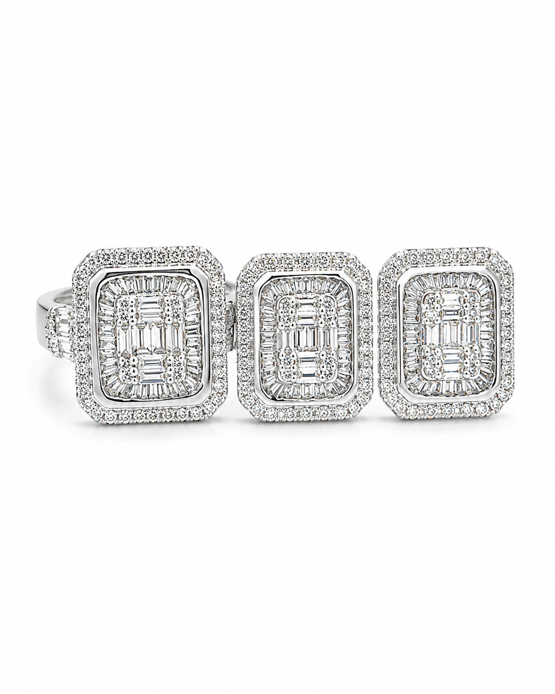 Classic Emerald Baguette Paved Diamond Jewelry Set 14K